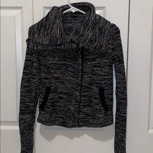 Thick long mock neck zip up sweater coat